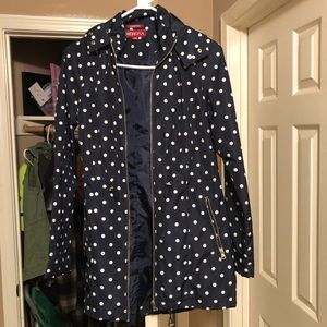 Blue and White Polka Dot Rain Coat
